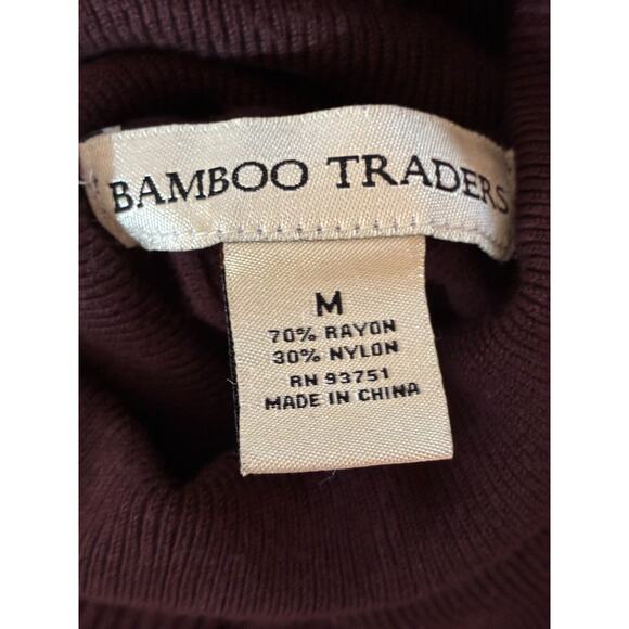 Brown Turtleneck Sweater Ribbed Bamboo Traders Women's Size Medium Retro Preppy - Picture 10 of 10